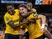 Jorgen Strand Larsen celebrates with Wolverhampton Wanderers teammates after scoring in the EFL Cup second round on August 26, 2025