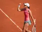 Iga Swiatek celebrates at the French Open on June 5, 2021