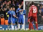Chelsea players congratulate Fernando Torres after a rare goal on December 5, 2012