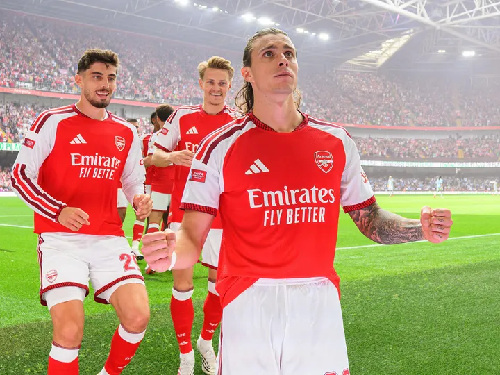 Watch: Calafiori breaks Community Shield record with 23-second goal