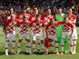 The Croatian team line up ahead of their international friendly with Brazil at Anfield on June 3, 2018
