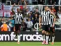 Newcastle United's Alexander Isak celebrates scoring their third goal on April 11, 2024
