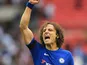 David Luiz celebrates during the Premier League game between Tottenham Hotspur and Chelsea on August 20, 2017