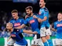 Napoli's Dries Mertens celebrates scoring their first goal with team mates on September 17, 2019