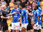 Sunderland players appeal to referee Paul Tierney after he shows a red card to Sunderland's Daniel Ballard during the Premier League match on May 2, 2026.