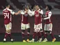 Arsenal's players celebrate an own goal during the Europa League clash with Molde on November 5, 2020