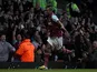 Ricardo Vaz Te celebrates moments after scoring the opening goal against Manchester United on April 17, 2013