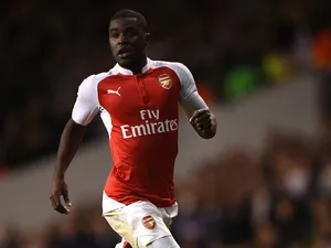 Joel Campbell of Arsenal in action during the Capital One Cup Third Round match between Tottenham Hotspur and Arsenal at White Hart Lane on January 23, 2015 in London, England.
