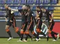 Netherlands players celebrate Memphis Depay's goal against Montenegro on November 13, 2021
