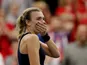 Katie Boulter in action for GB in the Fed Cup on February 8, 2019