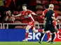 Middlesbrough's Paddy McNair celebrates scoring their first goal on November 23, 2021